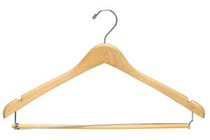 hanger with woden locking bar is perfect for slippery dress pants and suits