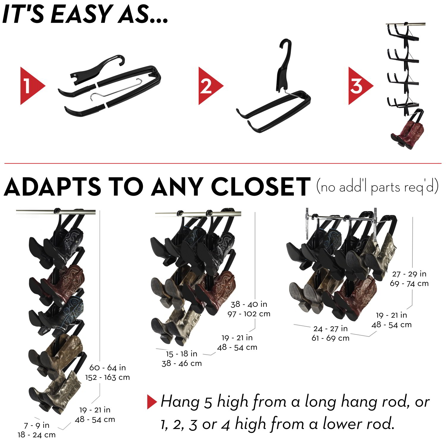 5 Pair Hanging Boot Rack • Boot Butler