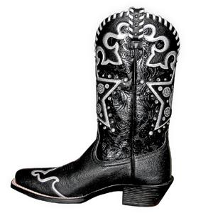 Black cowboy boot with ornamental stitching