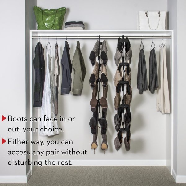 hanging boot rack in bedroom closet